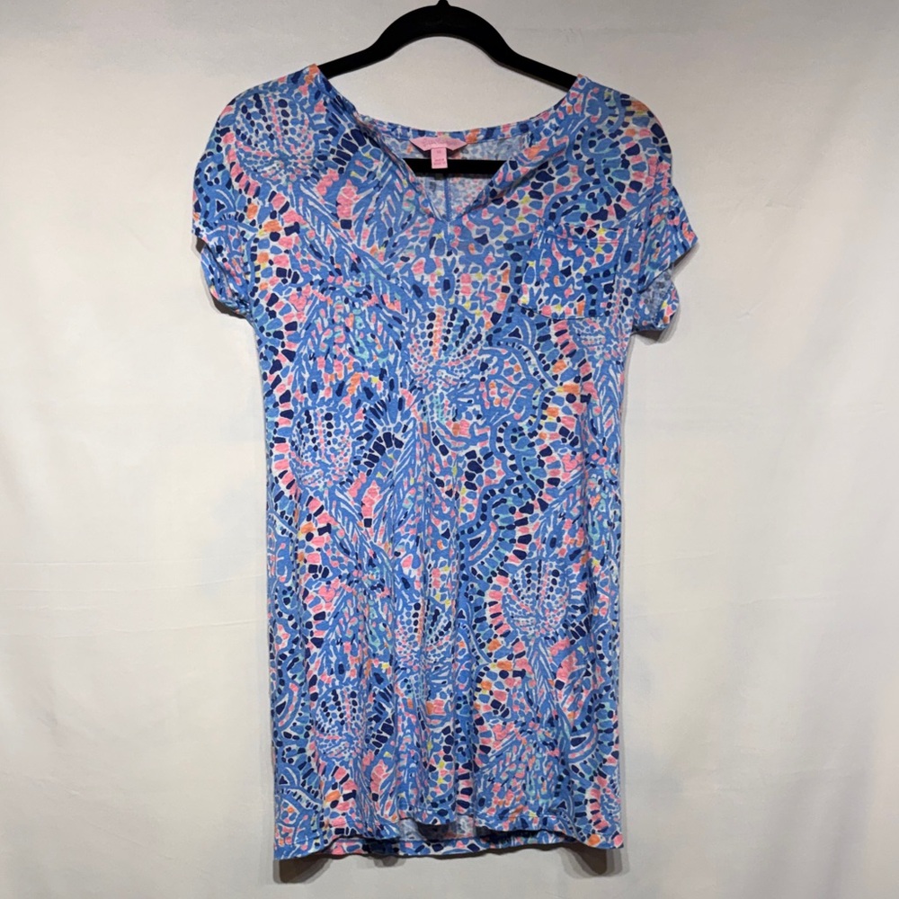 Lilly Pulitzer Duval Linen Dress Tic Tac Tile Allover Print Size XS
